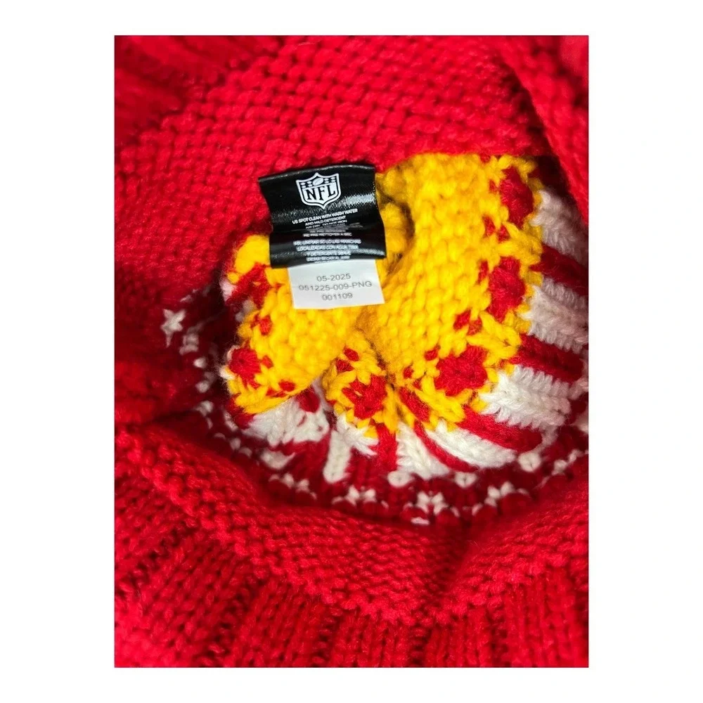 47 Brand NFL Kansas City Chiefs Red Yellow White Knit Pom‎ Beanie Hat OSFA NEW